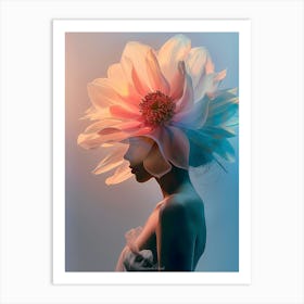 "Double Exposure Floral Woman Portrait" Art Print