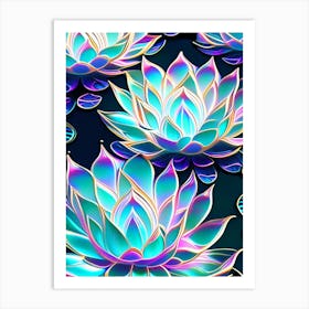 Lotus Flower Repeat Pattern Holographic 3 Art Print