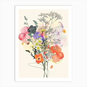 Baby S Breath 2 Collage Flower Bouquet Art Print