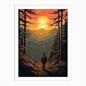 Appalachian Trail Usa 3 Vintage Travel Illustration Art Print