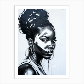 Graffiti Mural Of Beautiful Black Woman 133 Art Print