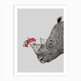 Tired Rhino Art Print