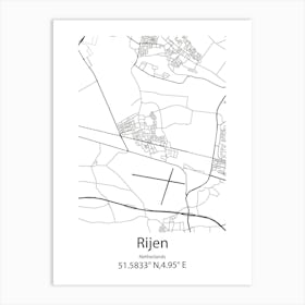 Rijen,Netherlands Minimalist Map Art Print