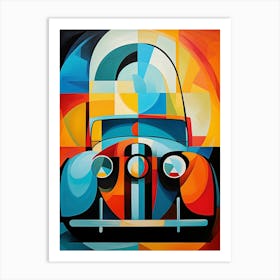 Vintage Old Truck XI, Avant Garde Abstract Vibrant Colorful Painting in Cubism Style Art Print