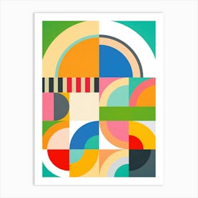 Colourful Geometric Rainbows • Playful Bauhaus Art Print