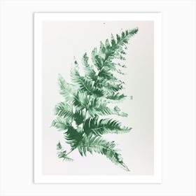Green Ink Painting Of A Rabbits Foot Fern 2 Art Print