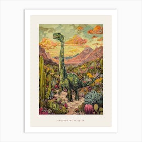 Dinosaur In The Desert Painting Poster Art Print