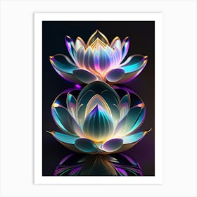 Double Lotus Holographic 7 Art Print