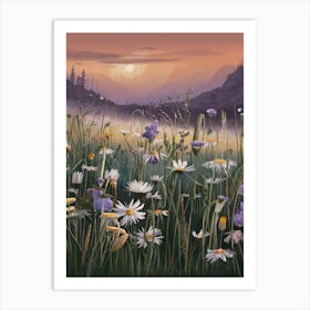 A Peaceful Meadow At Sunrise With Dew Ki  Art Print