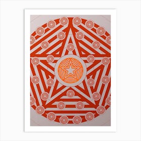 Geometric Abstract Glyph Circle Array in Tomato Red n.0098 Art Print