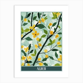 Alder Tree Flat Illustration 2 Poster Art Print