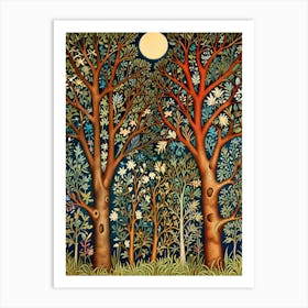 William Morris Moonlight Forest 11 Art Print