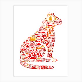 Cat Sitting Global Warming Climate Change Vector Pattern Art Print