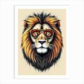 Hipster Bear Illustration And Stylish Wildlife Portraits 1 Art Print