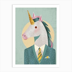 Pastel Unicorn In A Suit 3 Art Print