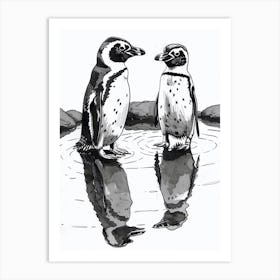 African Penguin Admiring Their Reflections 3 Art Print