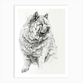 Chow Chow Dog Line Sketch 3 Art Print