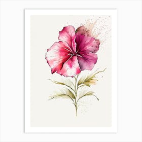 Hibiscus Herb Minimalist Watercolour 3 Art Print