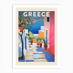 Santorini Greece 3 Fauvist Painting Travel Poster Art Print