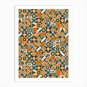 Abstract Geometric Pattern - Bauhaus Azulejo geometric pattern, mosaic #3 Art Print