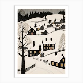 Minimalist Scandinavian Village Painting (3) Art Print