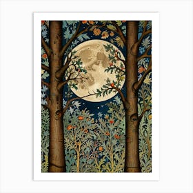 Moon And Forest Style William Morris Art Print