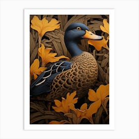 Dark And Moody Botanical Mallard Duck 2 Art Print
