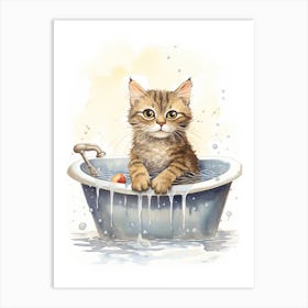 Pixiebob Cat In Bathtub Bathroom 5 Art Print