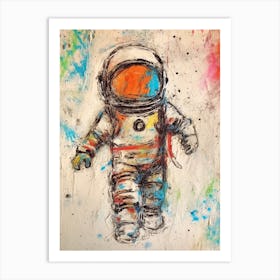 Astronaut Crayon 3 Art Print