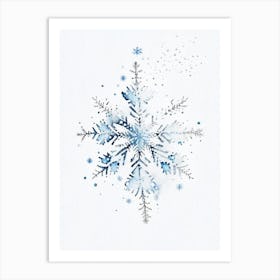 Intricate, Snowflakes, Minimalist Watercolour 3 Art Print