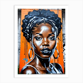 Graffiti Mural Of Beautiful Black Woman 399 Art Print