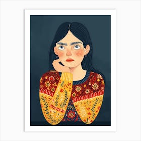 Illustration Of A Girl Art Print