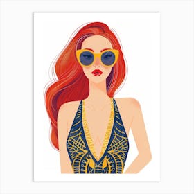 Illustration Of A Woman With Red Hair Art Print