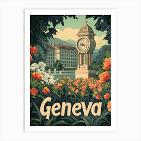 Aihrgdesign A Classic 1960s Travel Poster For Geneva Art Print