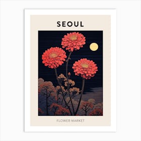 Seoul South Korea Botanical Flower Market Poster Art Print