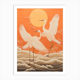 Egrets At Sunset Art Print