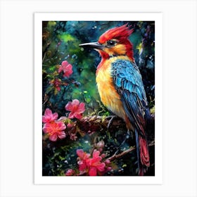 Bird Perched On A Branch bird animal Art Print