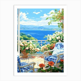 Ocean View From The Balcony Art Print