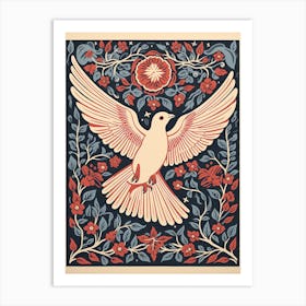 Vintage Bird Linocut Dove 2 Art Print