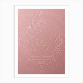 Geometric Gold Glyph on Circle Array in Pink Embossed Paper n.0160 Art Print