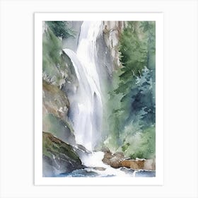 Gavarnie Falls, France Water Colour (1) Art Print