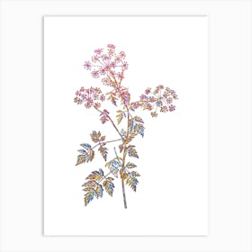 Stained Glass Hemlock Flowers Mosaic Botanical Illustration on White n.0211 Art Print