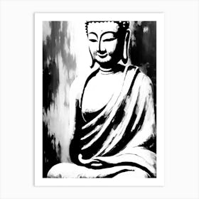 Buddha Symbol 1 Black And White Painting Art Print