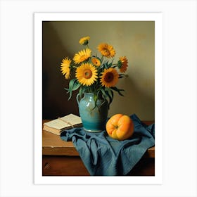 Sunflowers And Peach Art Print