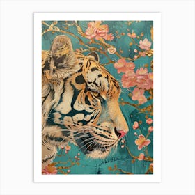 Tiger With Blossoms Art Print