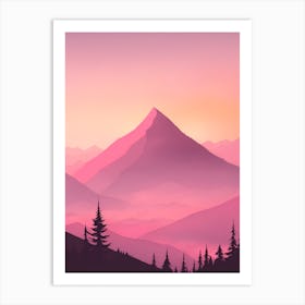 Misty Mountains Vertical Background In Pink Tone 18 Art Print