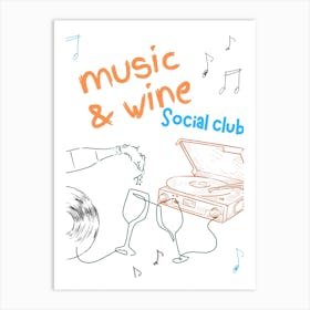 Music And Wine Drawing Poster Art Print