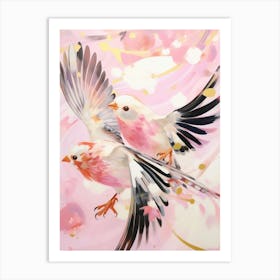 Pink Ethereal Bird Painting American Goldfinch 4 Art Print