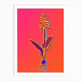 Neon Lachenalia Pendula Botanical in Hot Pink and Electric Blue n.0497 Art Print
