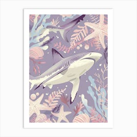Purple Smooth Hammerhead Shark 1 Art Print
